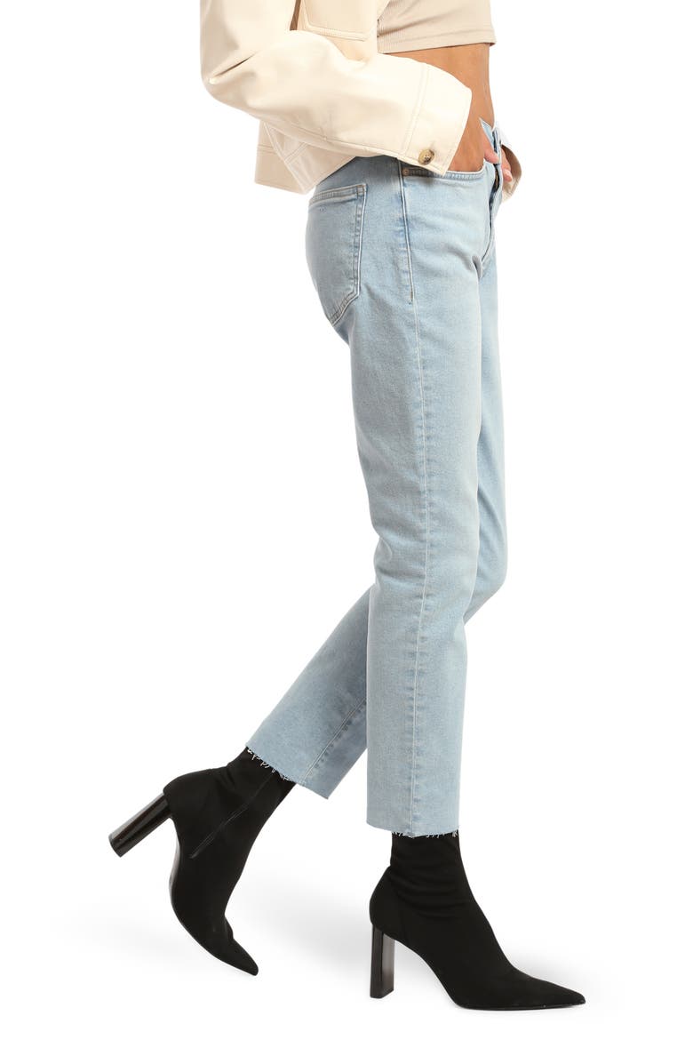 Court Raw Hem High Waist Ankle Tapered Jeans, Alternate, color, BLEACHED DENIM
