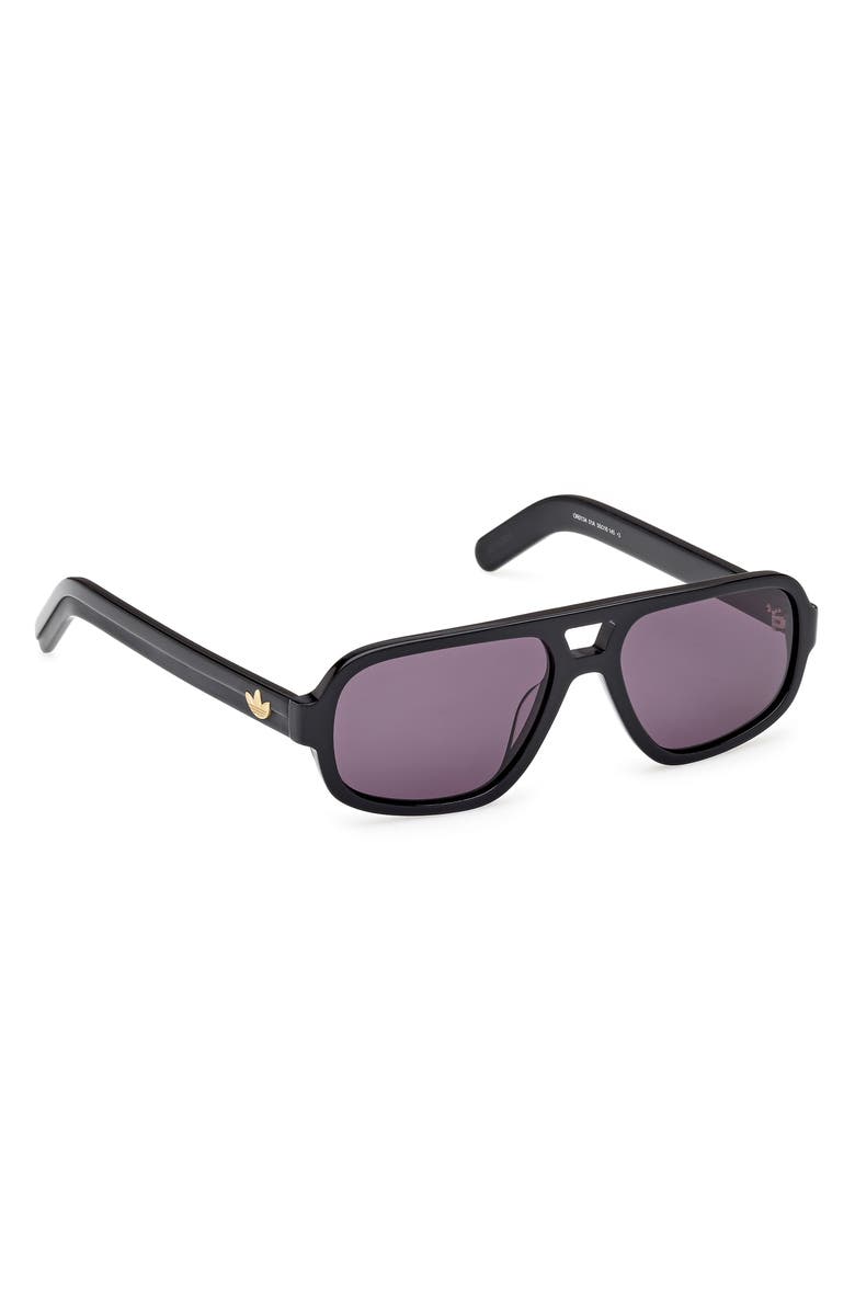 adidas 55MM Navigator Sunglasses, Alternate, color, Shiny Black / Smoke