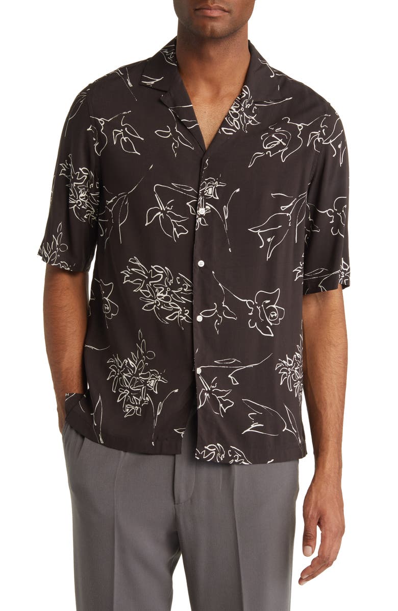 Officine Générale Eren Floral Print Button-Up Shirt, Main, color, 