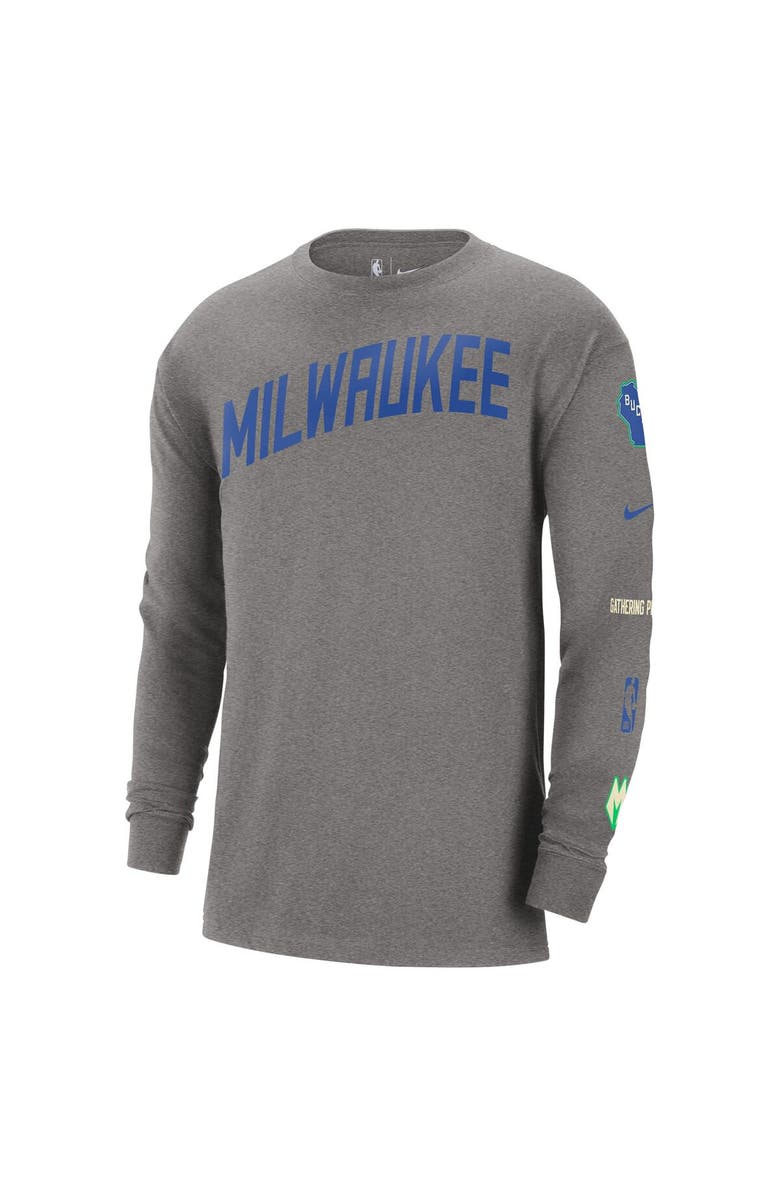 Nike Men's Nike Charcoal Milwaukee Bucks 2023/24 City Edition Max90 Expressive Long Sleeve T-Shirt, Alternate, color, 