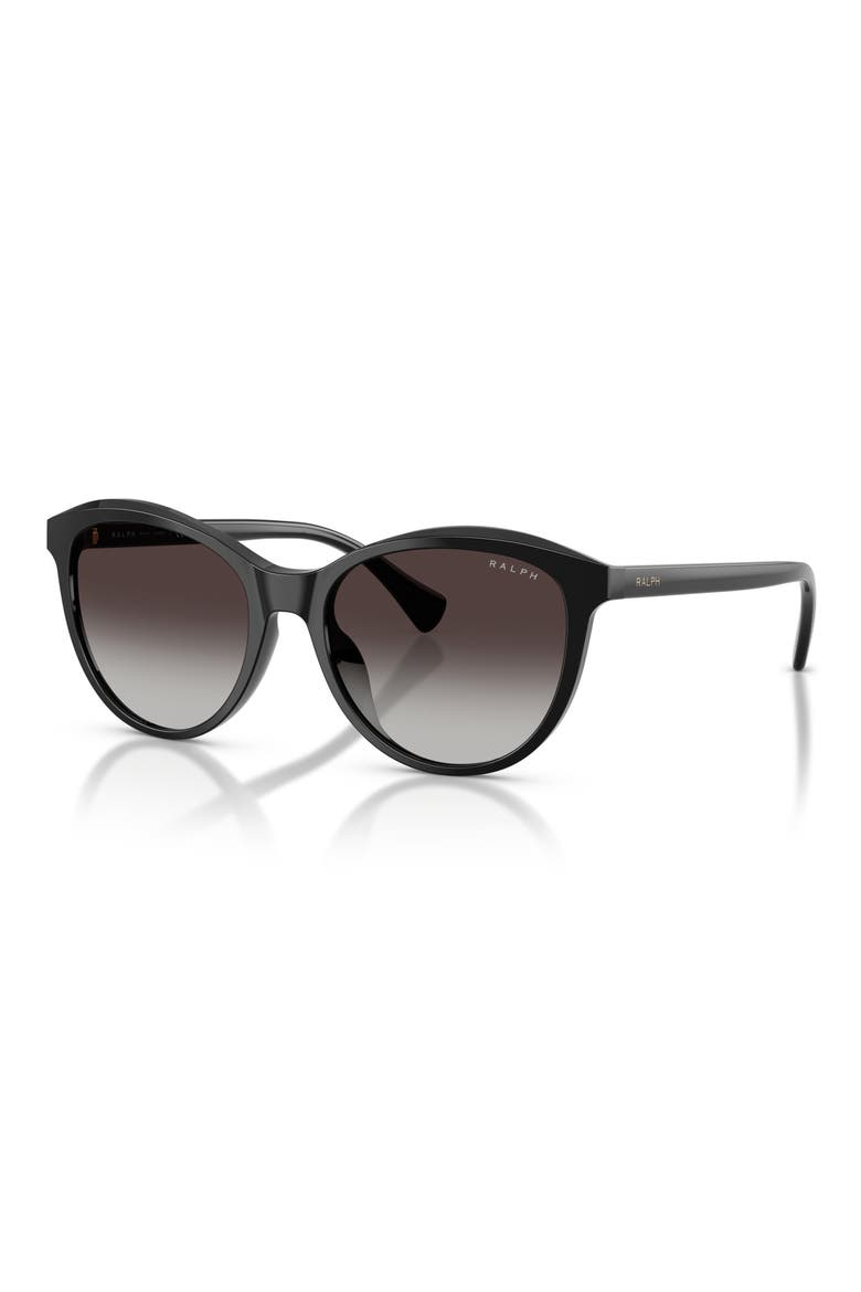 54mm Gradient Round Sunglasses, Alternate, color, SHINY BLACK / GRADIENT GREY