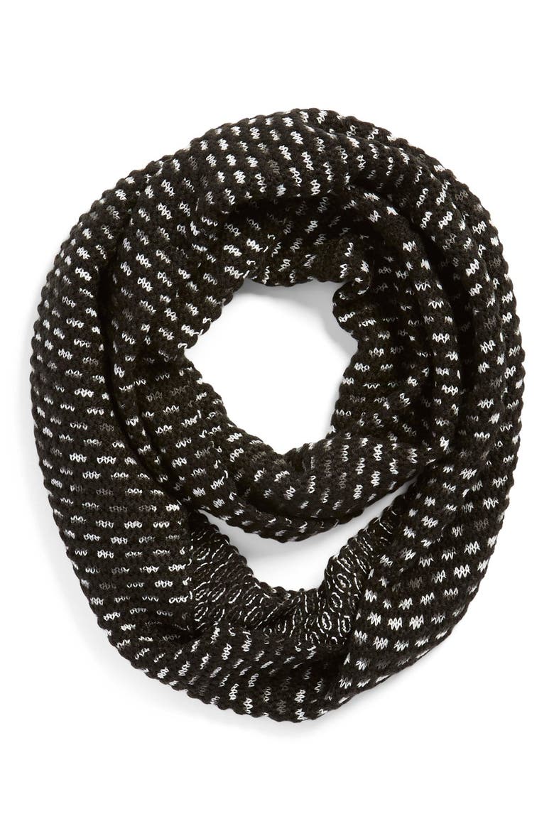 Honeycomb Knit Infinity Scarf, Main, color, BLACK