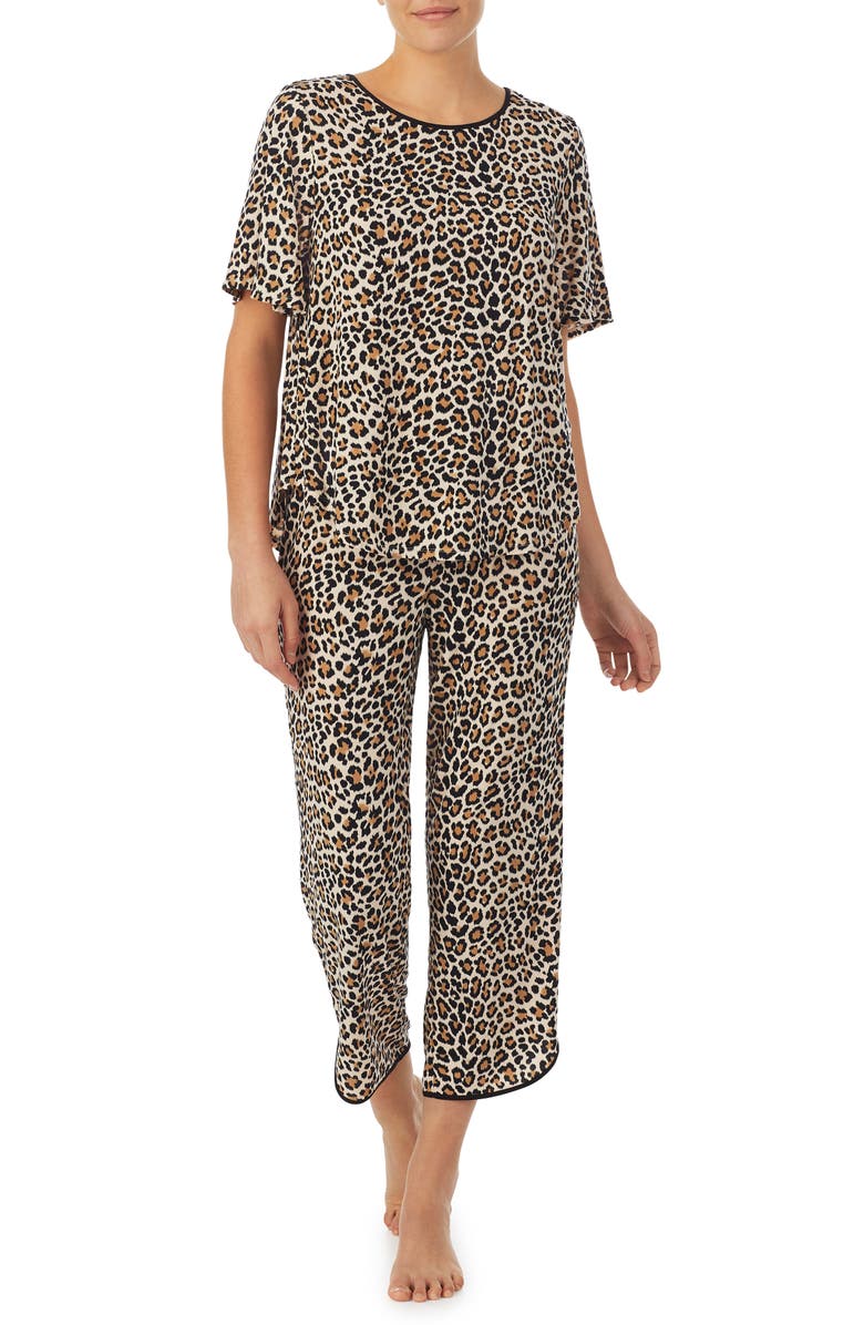 Kate Spade New York animal print crop pajamas, Main, color,