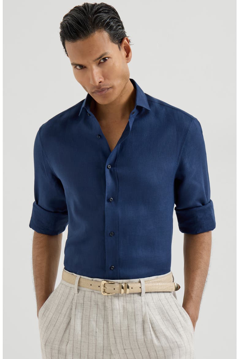 Linen shirt, Alternate, color, Navy Blue