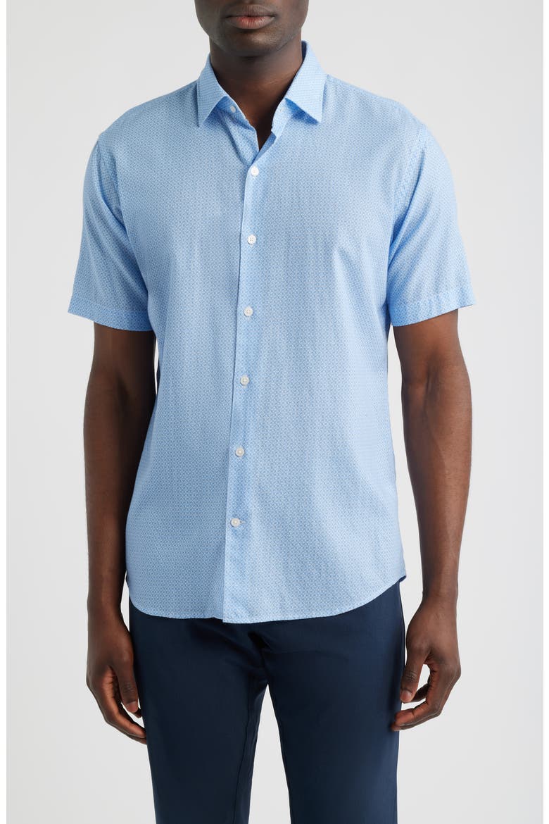Windsail Short Sleeve Button-Up Shirt, Main, color, BLUEBIRD