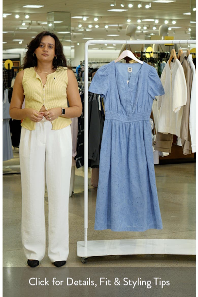 Embroidered Short Sleeve Cotton Midi Dress video