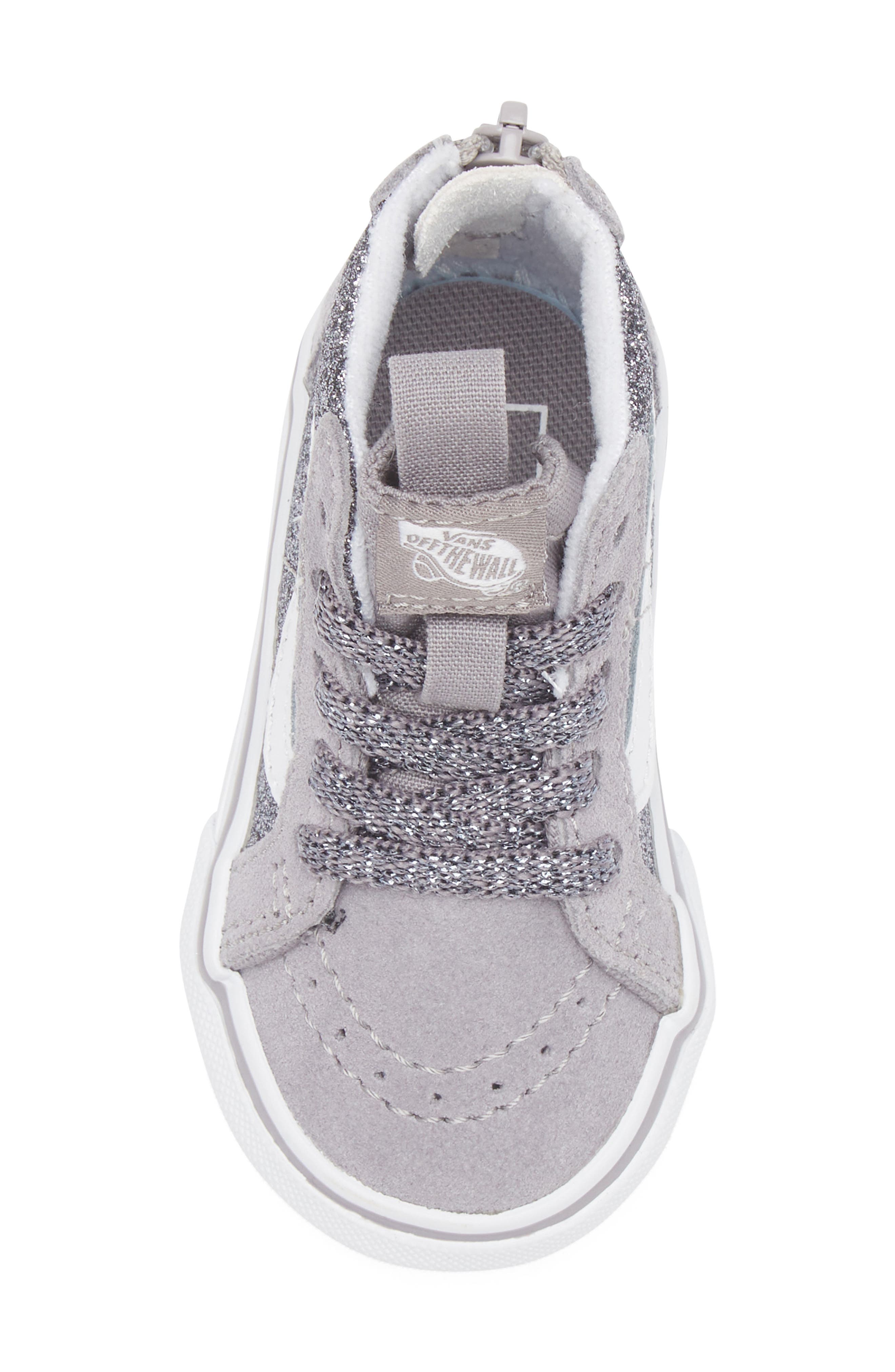 Vans Kids' Sk8-Hi Glitter Sneaker, Alternate, color, Gunmetal