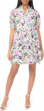 CeCe Puff Sleeve Tiered Babydoll Dress