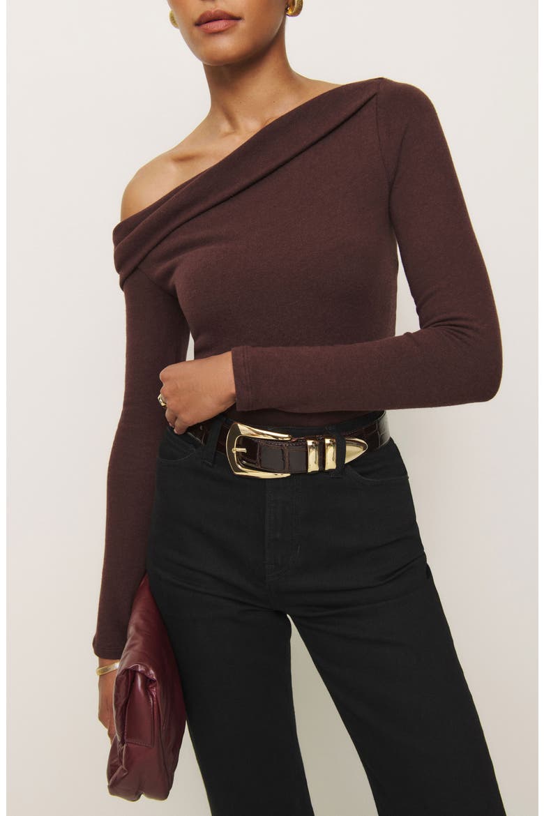 Elio Off the Shoulder Knit Top, Main, color, MAHOGANY