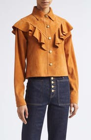 Ulla Johnson Matilde Ruffle Suede Jacket