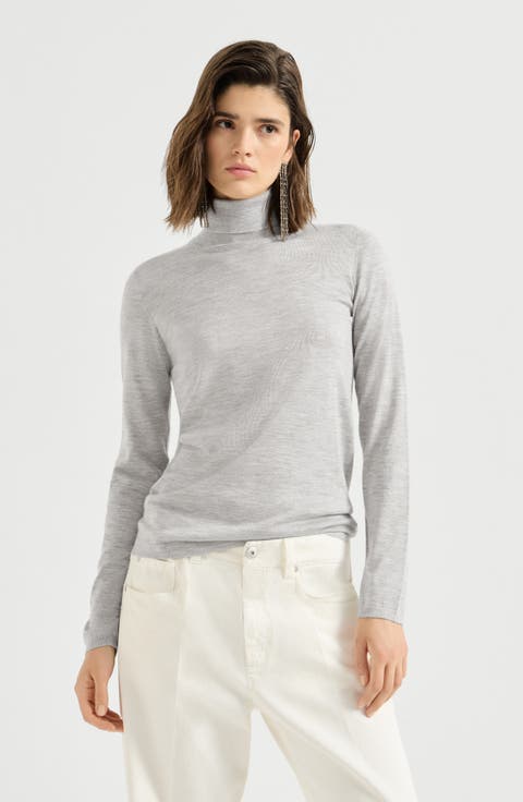 Cashmere and silk lightweight turtleneck sweater