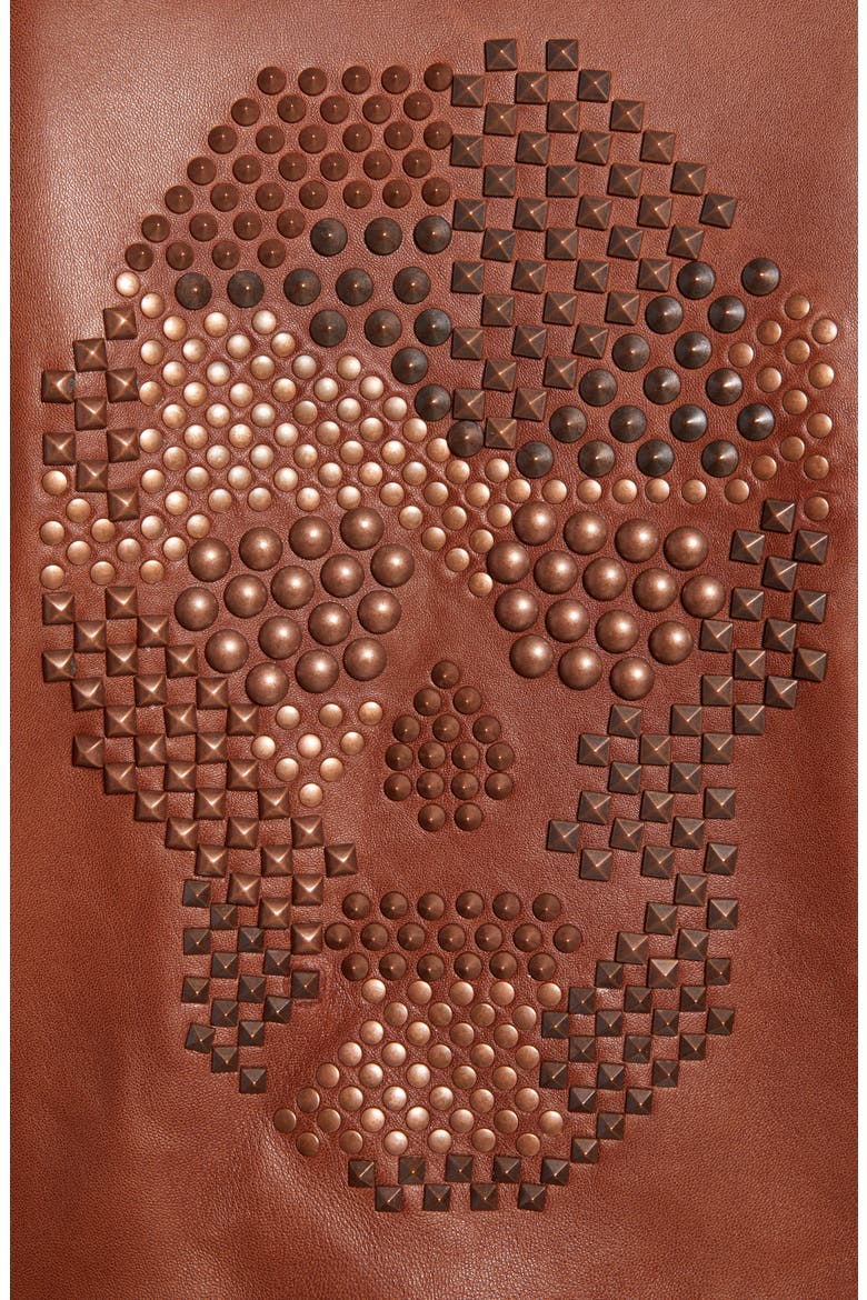 Roscoe Skull Studded Leather Jacket, Alternate, color, BROWN