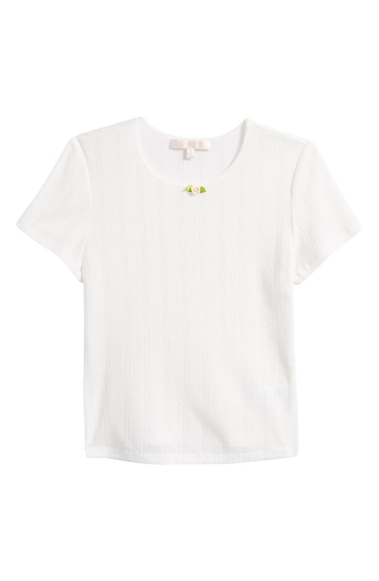 WAYF Anna Pointelle Cotton T-Shirt, Alternate, color, Ivory