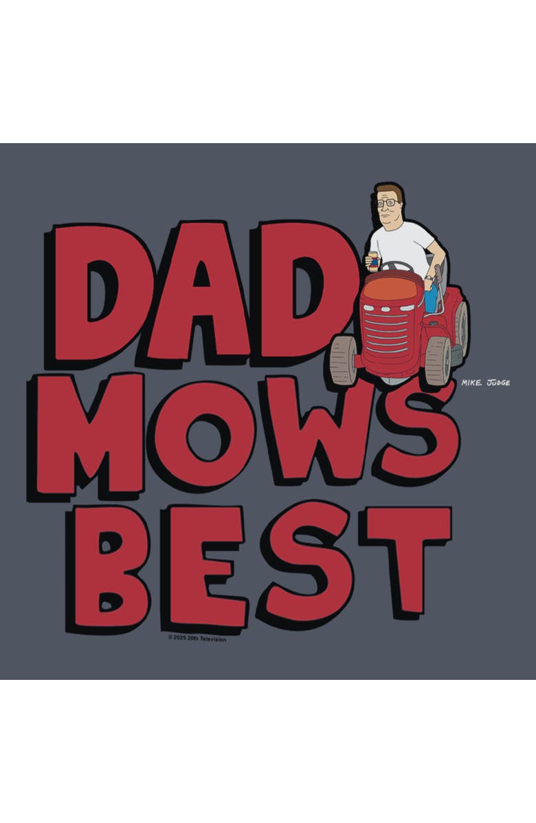 King of the Hill Men's King of the Hill Dad Mows Best Graphic T-Shirt, Alternate, color, Navy Blue Heather