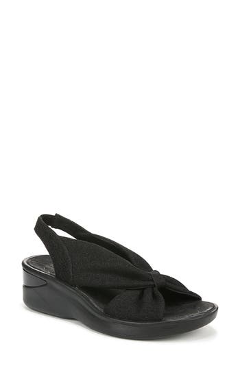 Bzees Serenade Slingback Wedge Sandal In Black Stretch Fabric