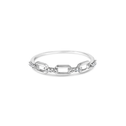Silver Diamond Accent Paperclip Band Ring