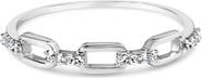 Haus of Brilliance Silver Diamond Accent Paperclip Band Ring