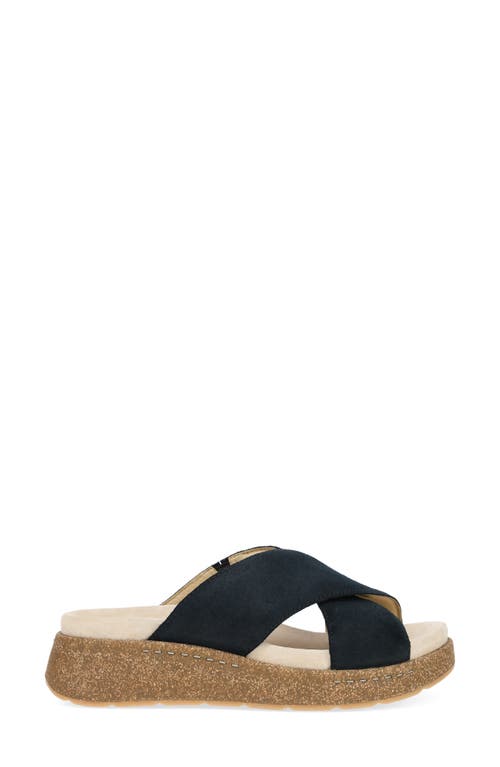 Dansko Bridget Platform Wedge Slide Sandal In Black Burnished Suede