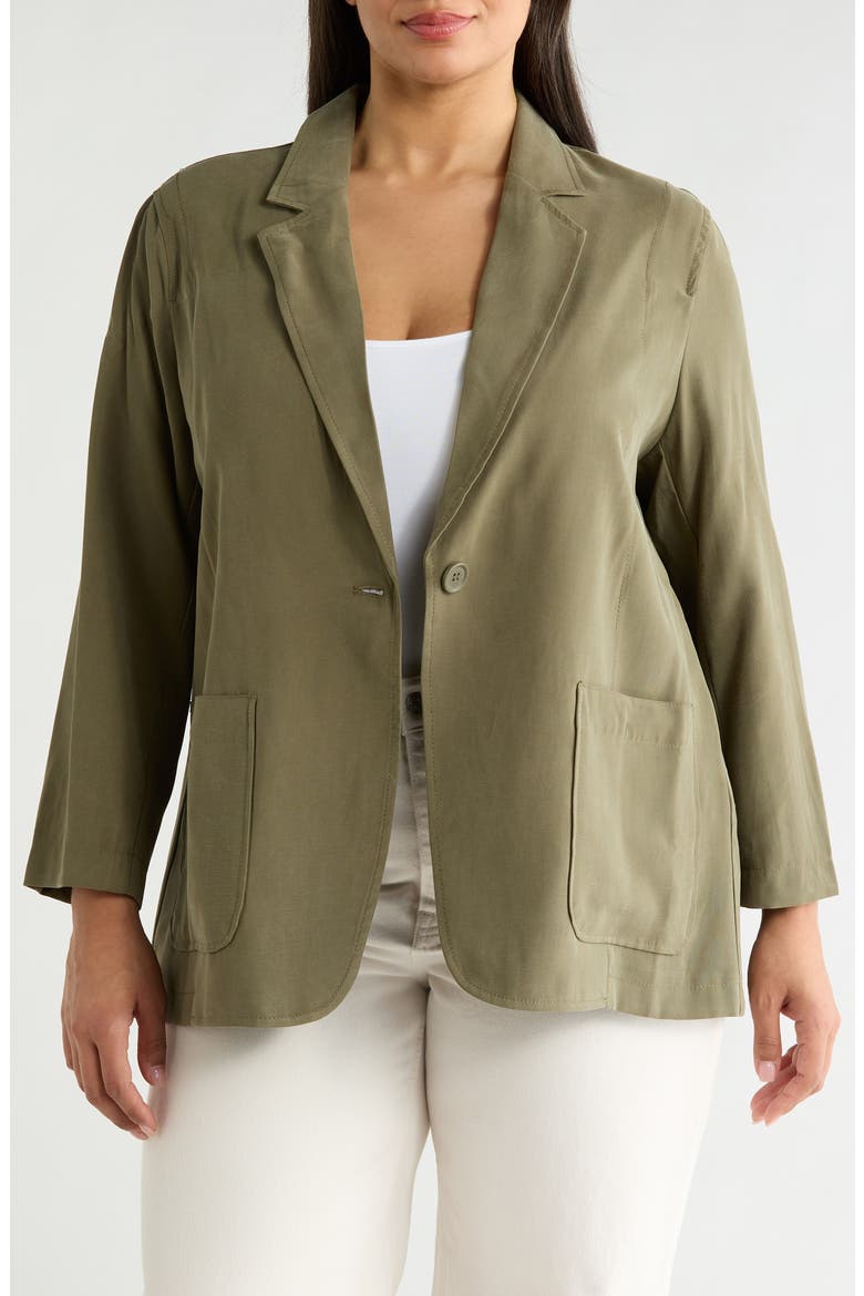 Oversize Brushed Twill Blazer, Main, color, SAGE