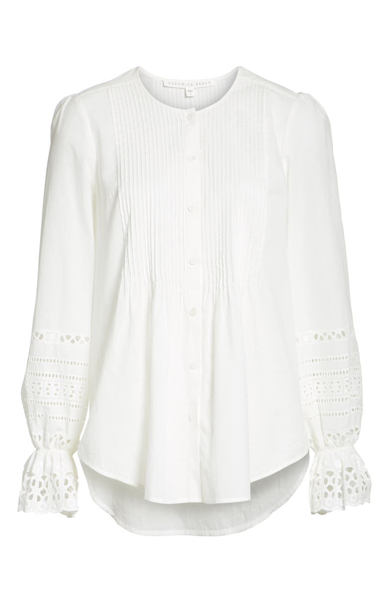 Veronica Beard Mili Eyelet Sleeve Top, Alternate, color, 
