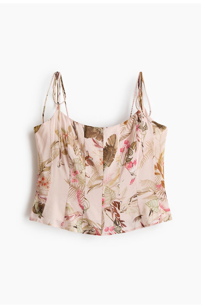 H&M Tie-strap Viscose-blend Top, Main, color, Light Peach Pink/Floral
