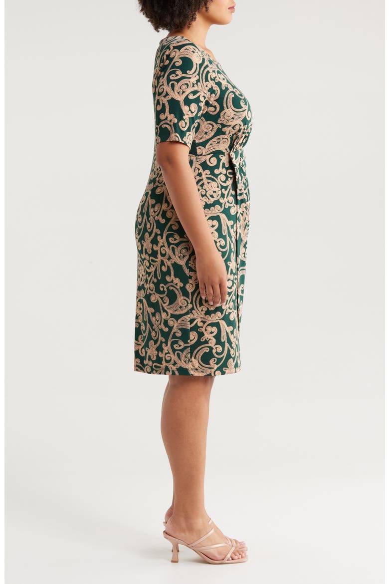 Paisley Faux Wrap Dress, Alternate, color, FORREST
