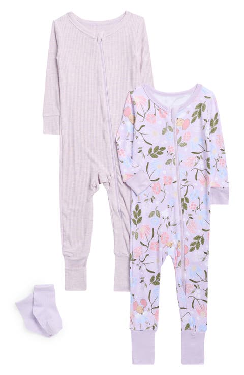 Kids' Assorted 2-Pack Print Fitted Two-Piece Pajamas & Socks Set (Baby)