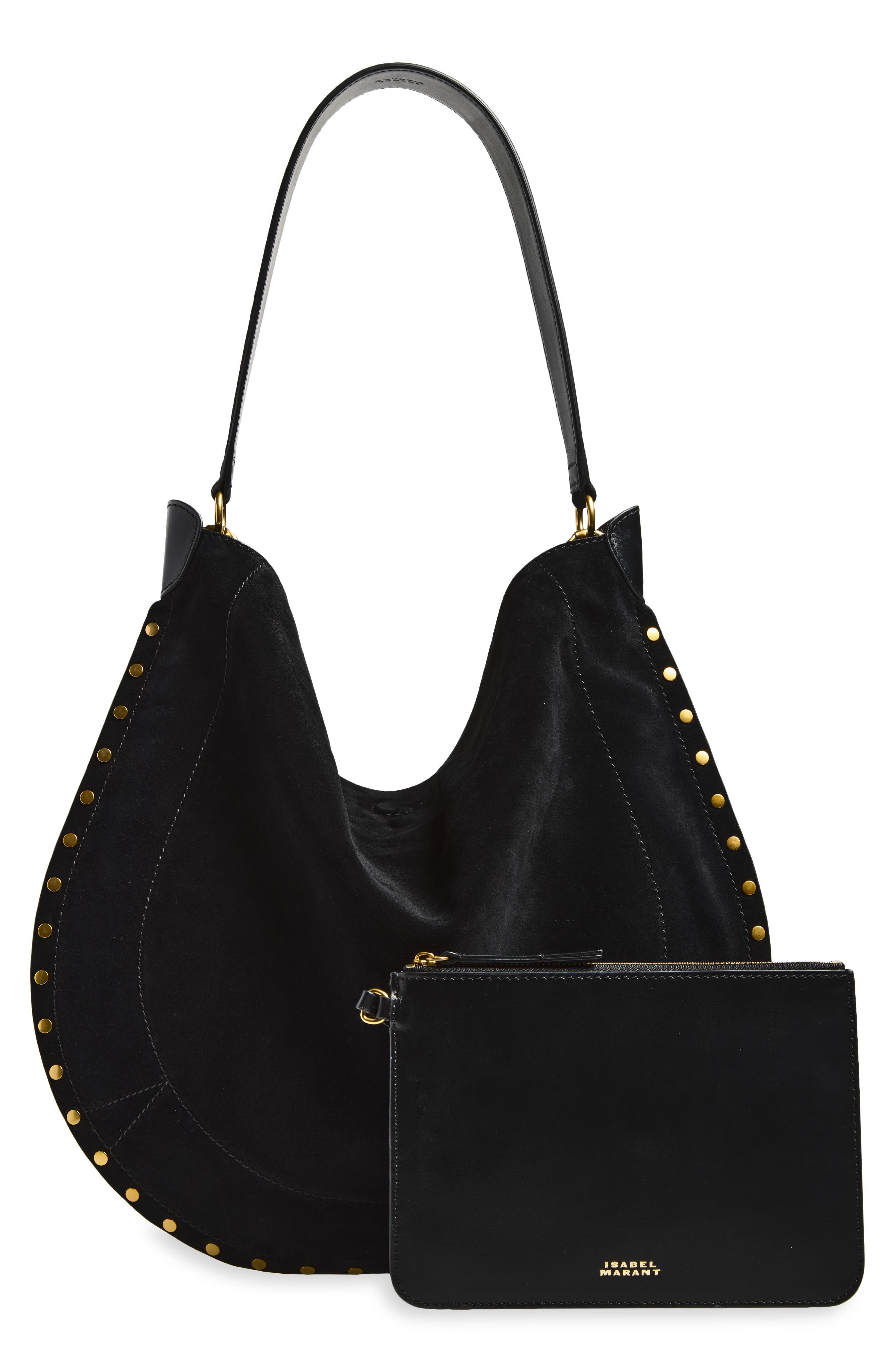 Pocket Leather Hobo Bag, Alternate, color, BLACK