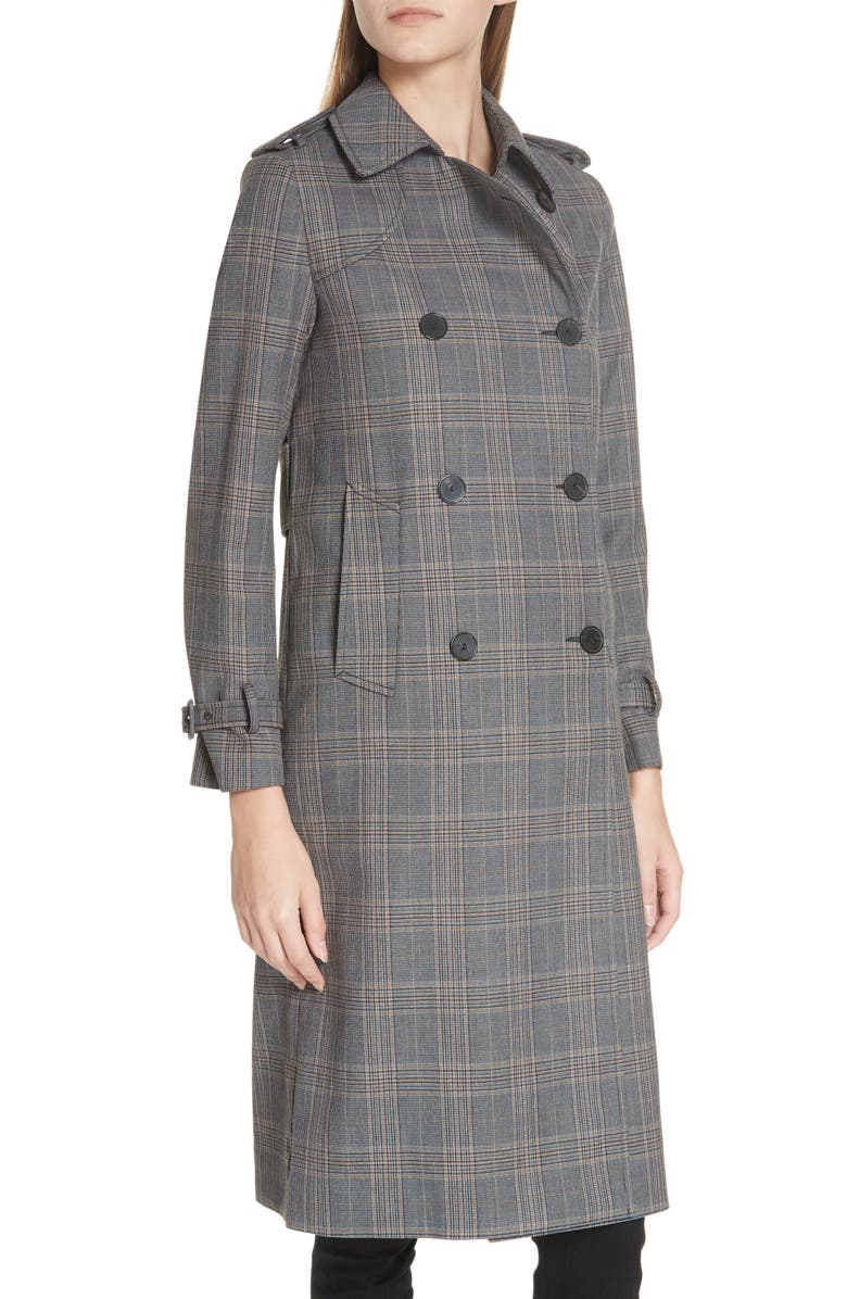 SANDRO Long Plaid Coat, Alternate, color, 