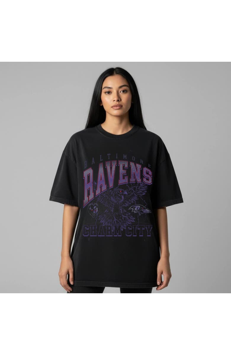 THE WILD COLLECTIVE Unisex The Wild Collective  Black Baltimore Ravens Charm City Football T-Shirt, Alternate, color, Black