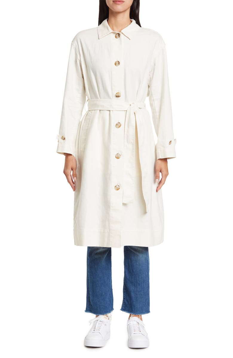 Madewell Cotton & Linen Trench Coat, Alternate, color,