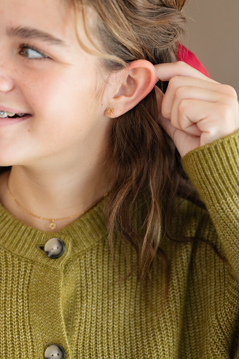Girls' Star Of David Flatback Stud Hypoallergenic Earrings, Alternate, color, Gold