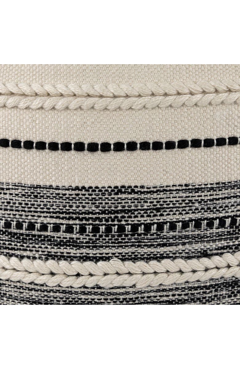 Northlight 20" Cream and Black Twisted Textured Block Handloom Woven Outdoor Square Throw Pillow, Alternate, color,