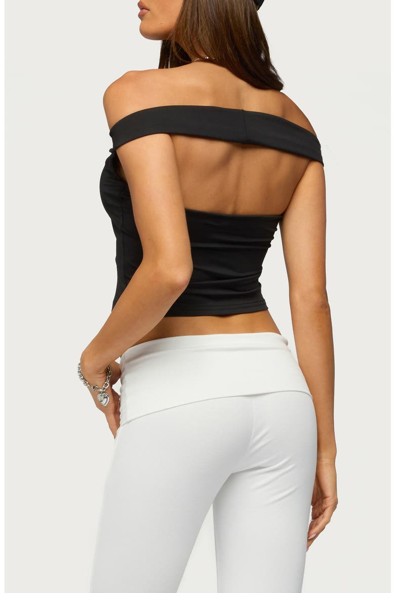 Xavier Off Shoulder Cutout Top, Alternate, color, BLACK