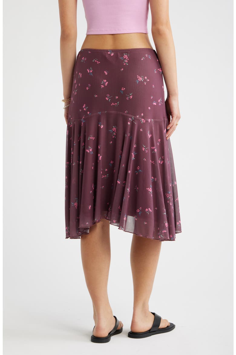 Drop Waist Handkerchief Midi Skirt, Alternate, color, BURGUNDY- PINK SHAYLYNN DITSY