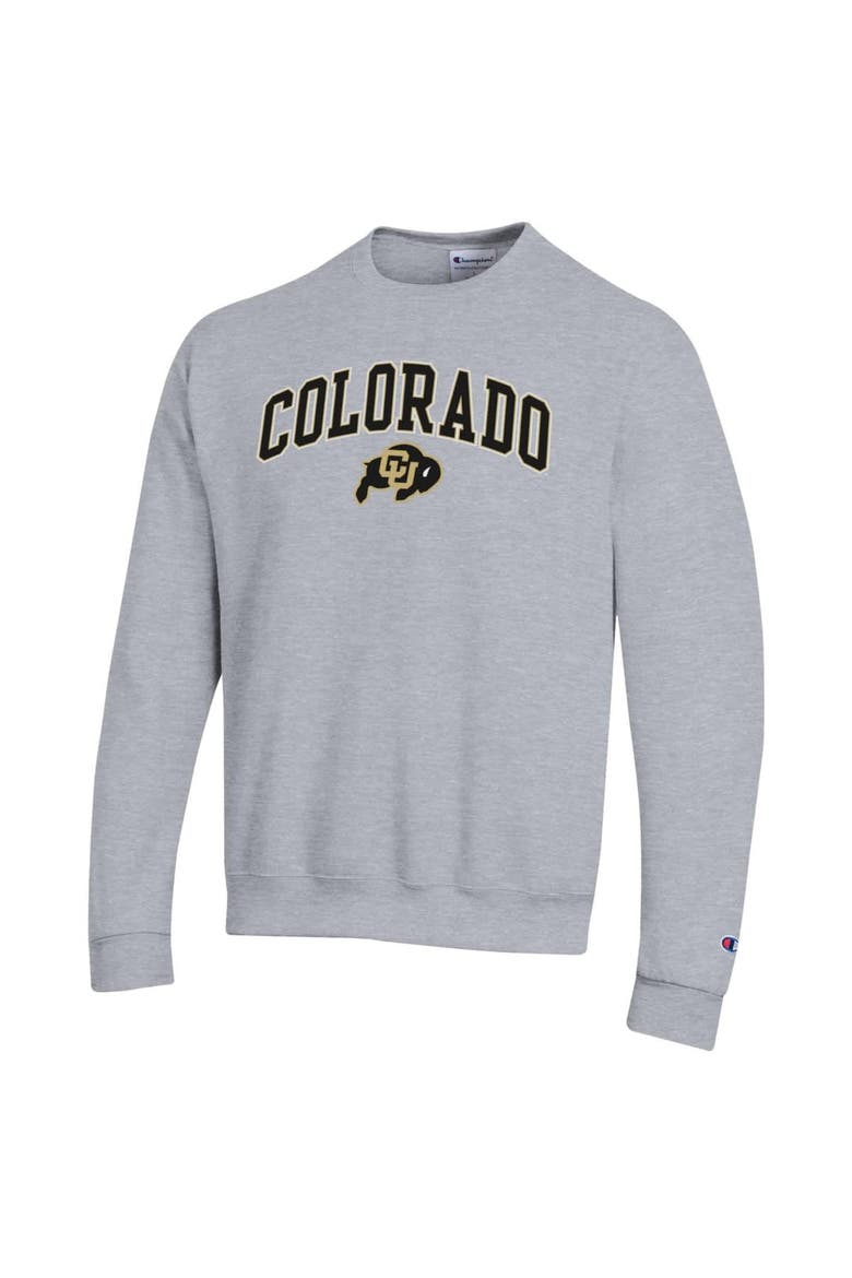 Men's Champion  Heather Gray Colorado Buffaloes Arch Over Logo Pullover Sweatshirt, Alternate, color, Heather Gray