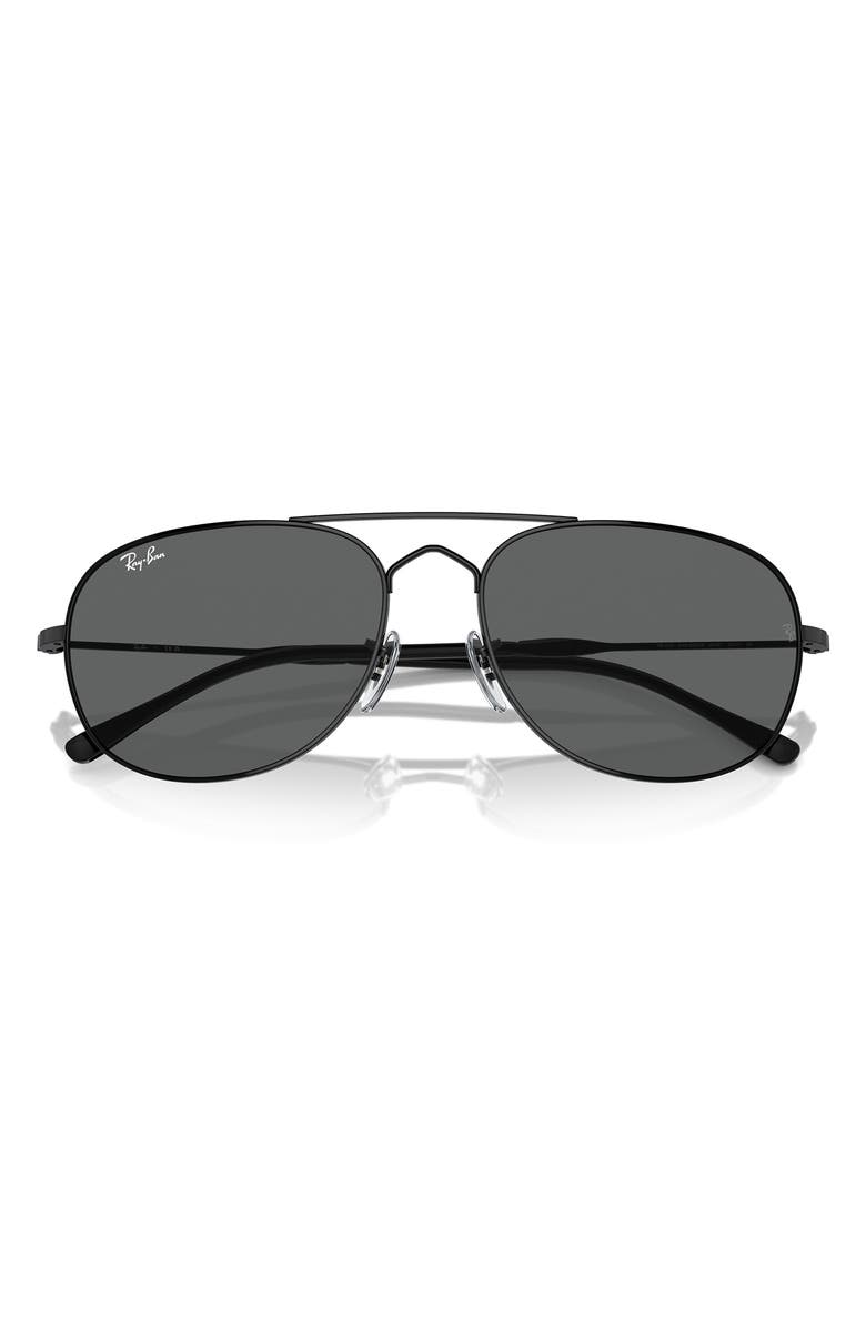 Ray-Ban Bain Bridge 57mm Pillow Aviator Sunglasses, Alternate, color, Black