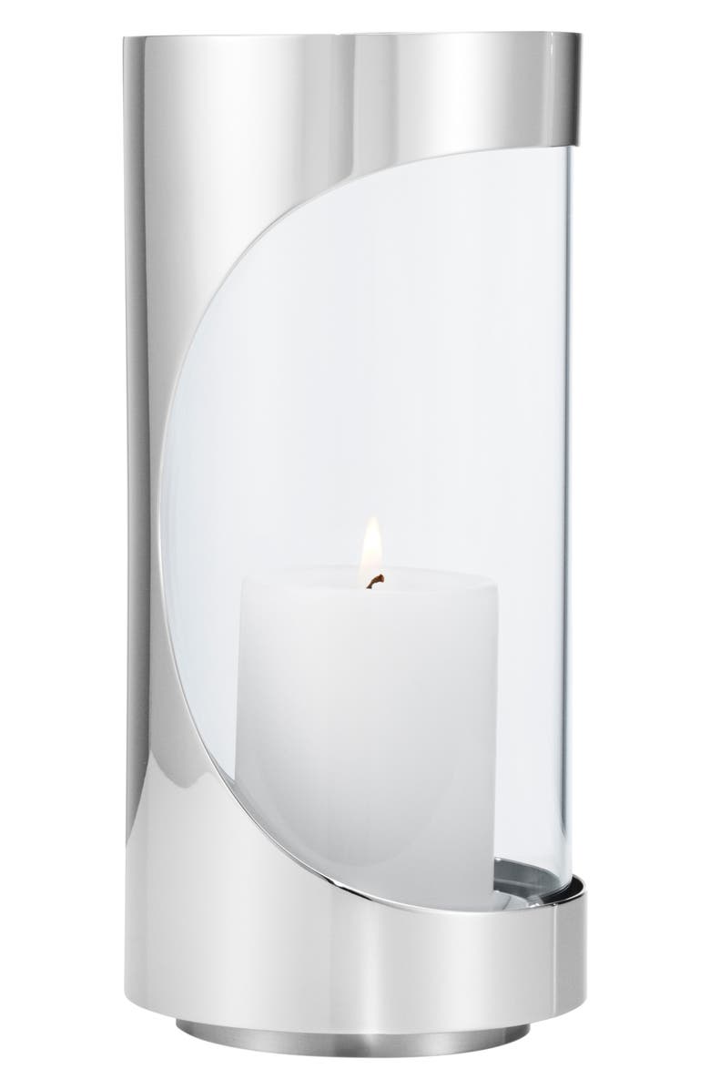Georg Jensen Chrome Contours Hurricane Candle Holder, Main, color,