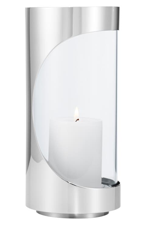 Chrome Contours Hurricane Candle Holder