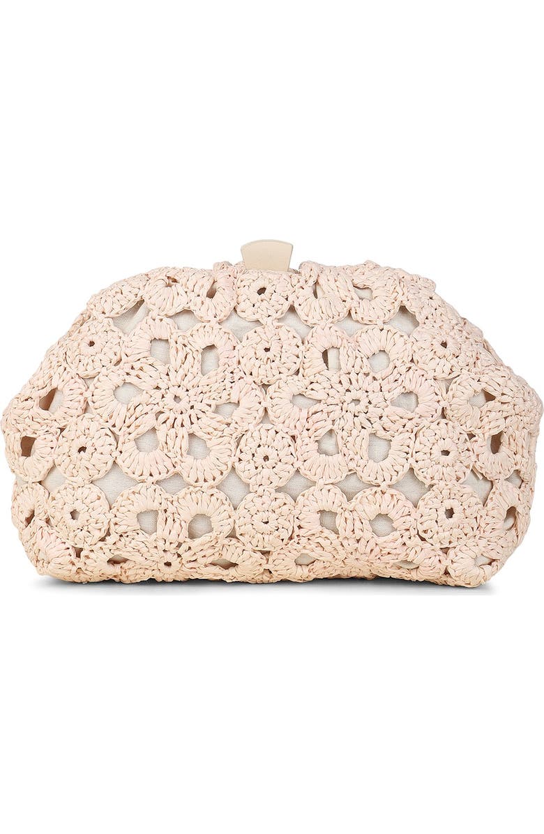 Rafe New York Aya Raffia Crochet Frame Clutch, Main, color, Natural / Ivory
