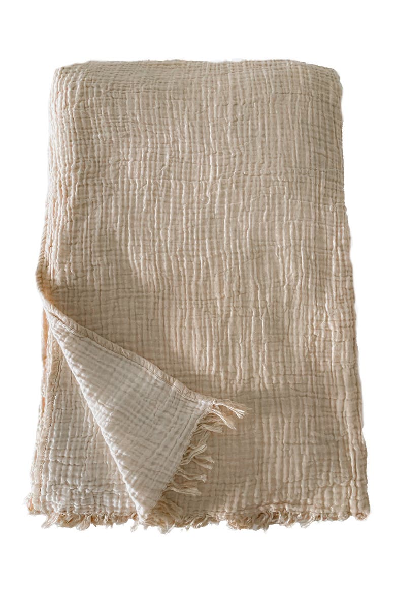 Crinkled Cotton Cuddle Blanket, Main, color, Natural Yellow