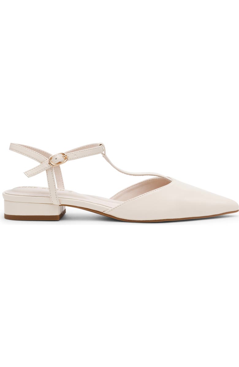 Anne Klein Emily Ankle Strap Pointed Toe Flat, Alternate, color, Bone