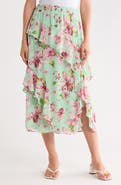 Nicole Miller Ruffled Floral Maxi Skirt