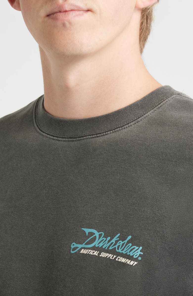 DARK SEAS Fish Hook Cotton Blend Fleece Graphic Sweatshirt, Alternate, color, Black