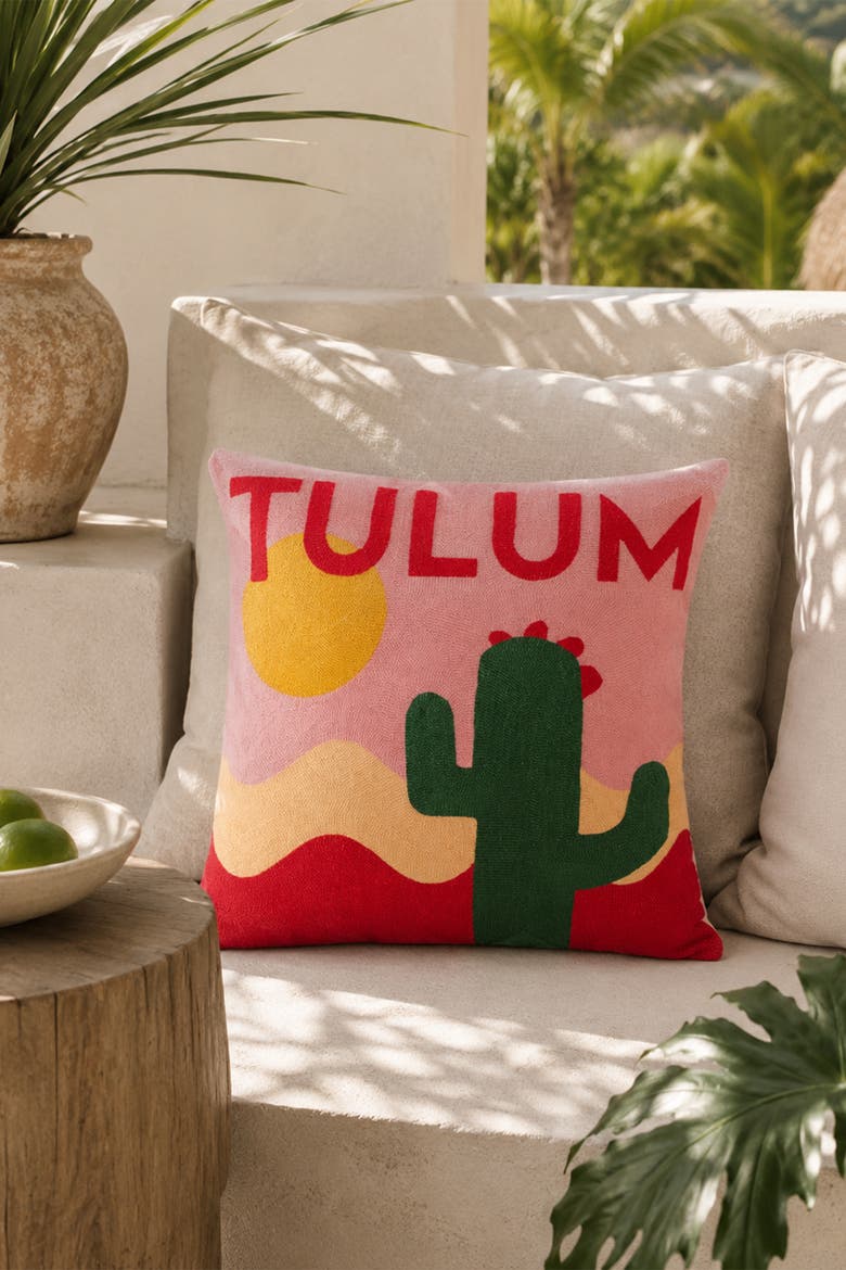 Tulum - Needlepoint Travel Inspired Pillow, Alternate, color, Tulum