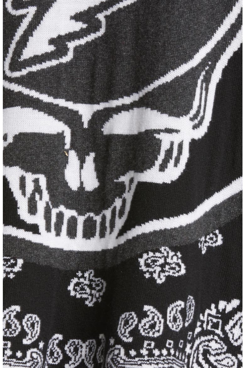 Grateful Dead Skull Cashmere Blend Jacquard Graphic Hoodie, Alternate, color, BLACK