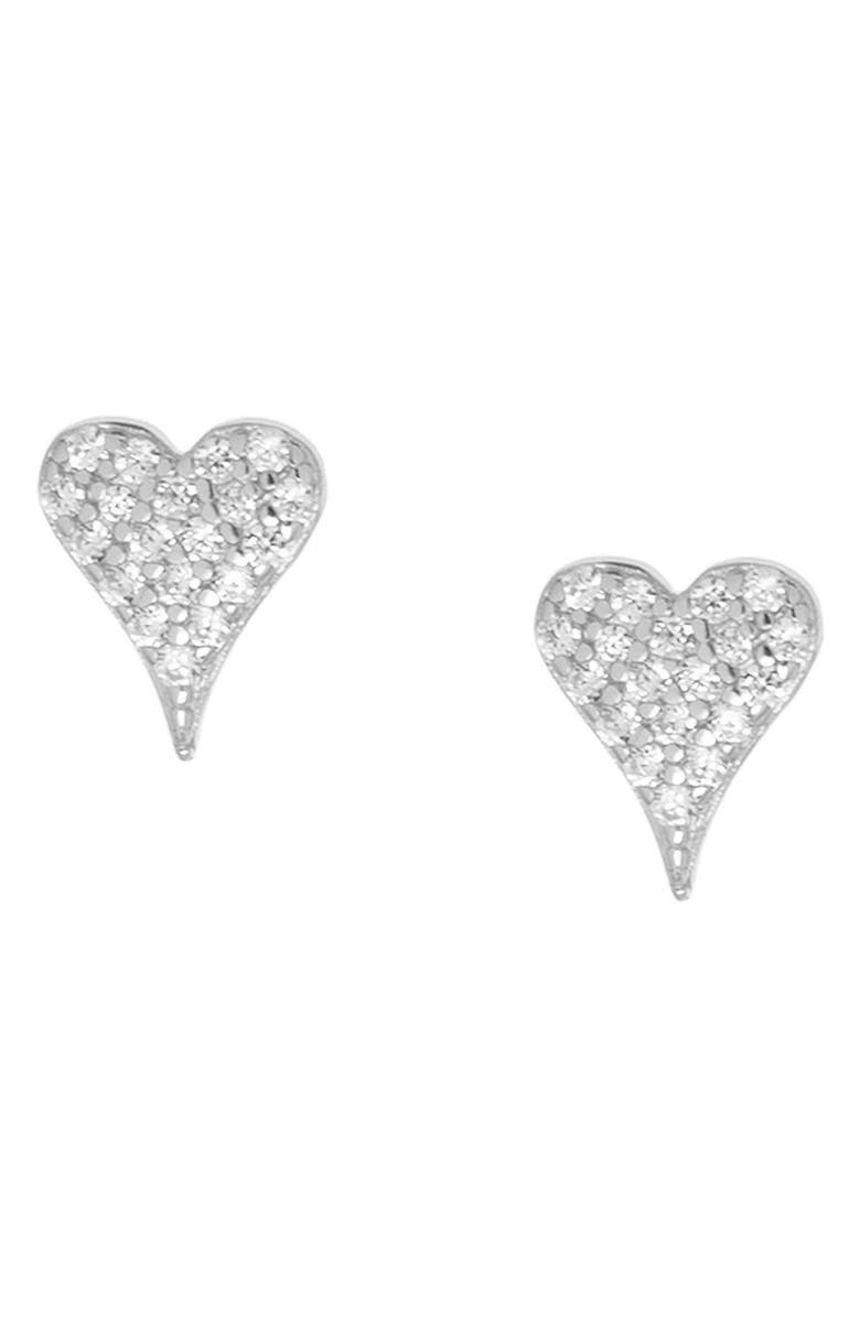 MARLYN SCHIFF Pavé Heart Stud Earrings, Main, color, 