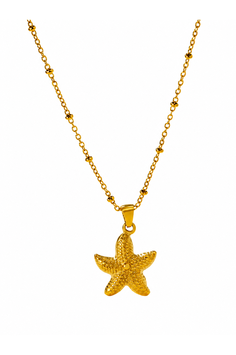 Starfish Pendant Necklace, Main, color, Yellow Gold