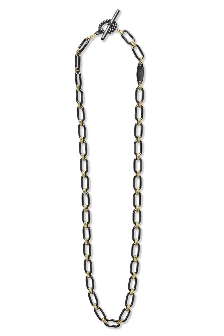 Signature Black Caviar Chain Necklace, Alternate, color, GOLD