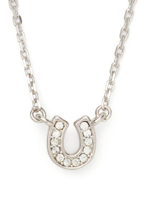 pavé horseshoe pendant necklace